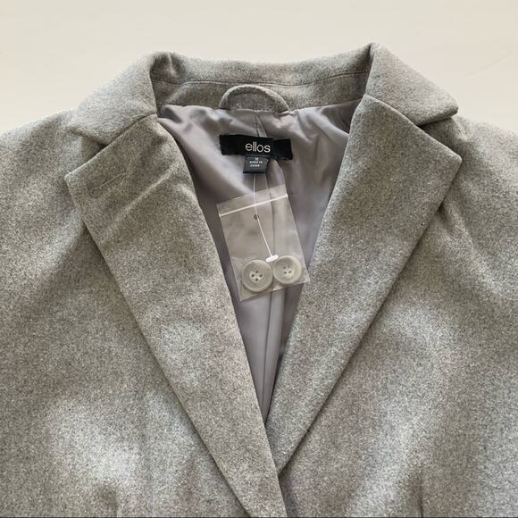 Ellos | Gray Wool Blend Button Up Collared Coat Size 12 - Picture 2 of 12